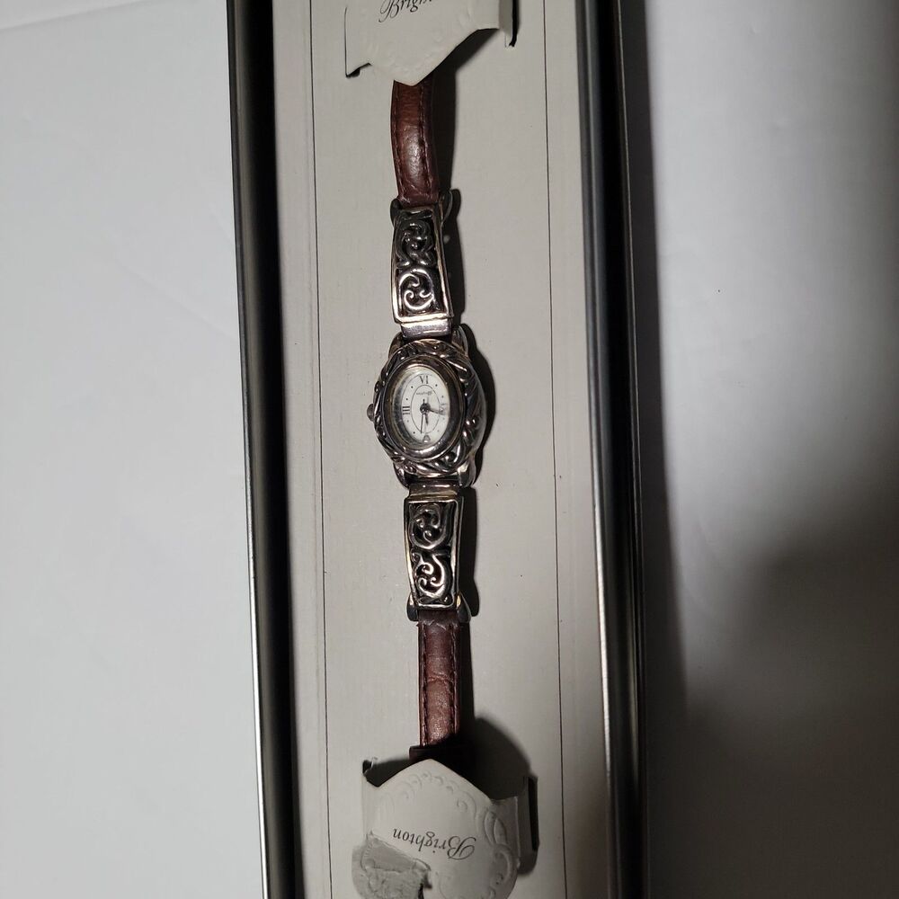 Brighton Brown Leather Heart Silverplate Watch